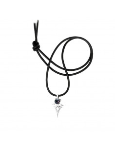 Collier Cuir Noir Véritable Perle Noir Pendentif TRIBAL Argent