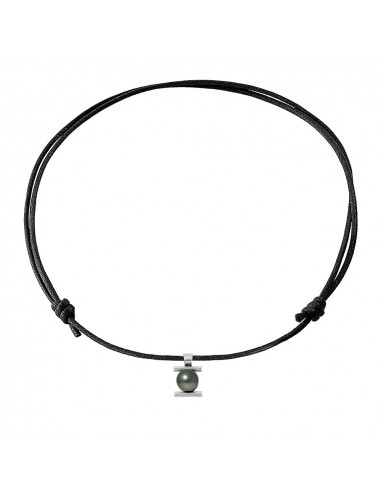 Collana tribale Link regolabile con perla tahitana - Argento 925 - Taimai