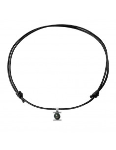 Collier Perle de Tahiti Cerclée - Lien Ajustable - Argent 925 - TAHIRI