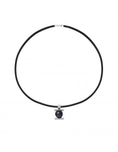 Collier en Cuir Noir et Perle de Culture Noire - Argent 925 - MAUNA KEA