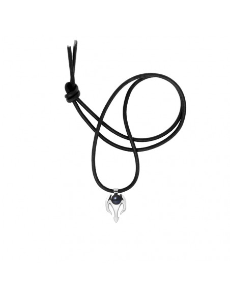 Collana tribale in pelle nera e coltura nera perla - Argento 925 - Kaikane