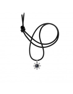 Collier Tribal Lien Cuir Noir et Perle de Culture Noire - Argent 925 - NAEOLE