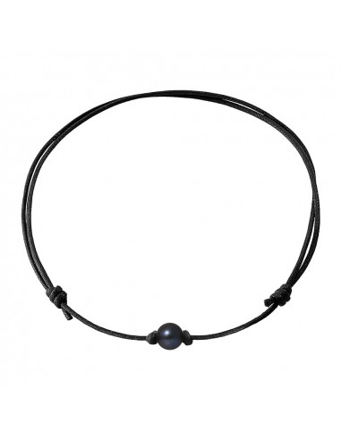 Customizable color link necklace and real black pearl