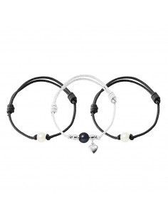 Set von 3 Armbändern - echte Perlen - massive Silber - handgefertigt