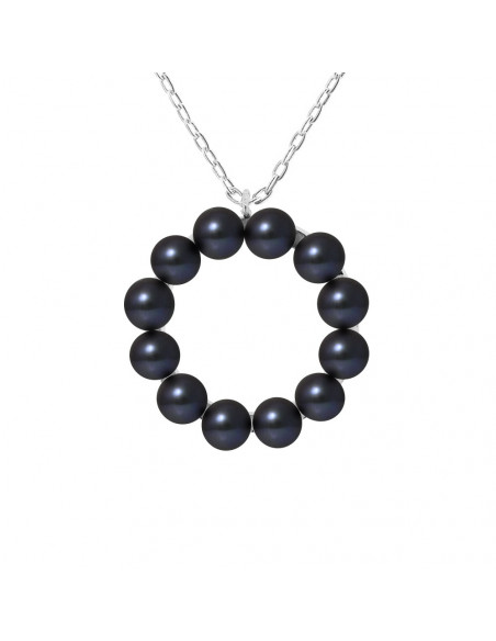 Pendant Necklace 12 Culture Beads - 3 Colors - 925 Silver - ZIA