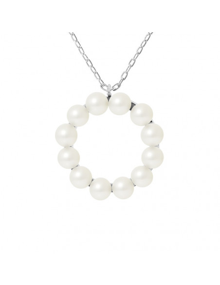 Pendant Necklace 12 Culture Beads - 3 Colors - 925 Silver - ZIA