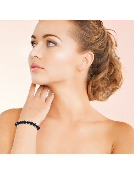 Pulsera de pinza de oro amarillo y perlas blancas reales