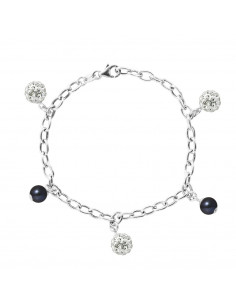 Massives Silberarmband und echte weiße Perle