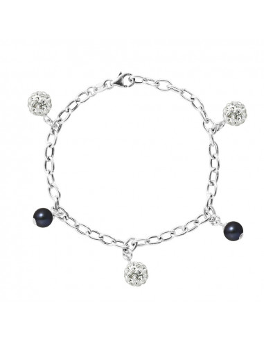 Pulsera de plata maciza y perla blanca real