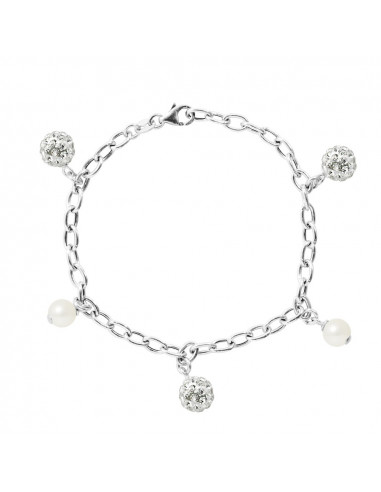 Massives Silberarmband und echte weiße Perle