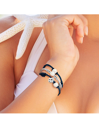 Conjunto de 3 pulseras - cuentas verdaderas - plata de plata