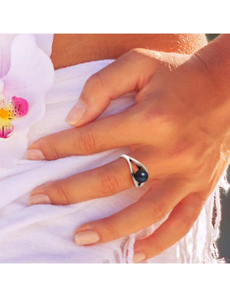 Bague Jonc Perle de Culture en Argent 925 - VICTORIA