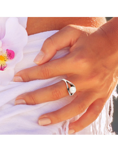 Bague Jonc Perle de Culture en Argent 925 - VICTORIA