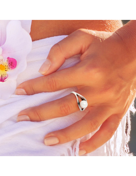 Bague Jonc Perle de Culture en Argent 925 - VICTORIA