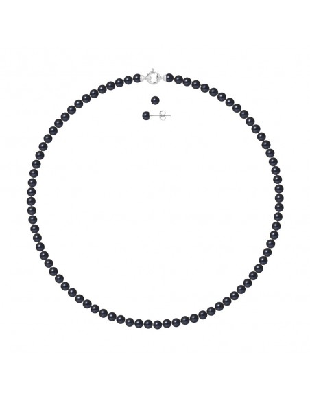 Collar Conjunto de perlas 5 mm y aretes surtidos - Oro blanco - Clivia