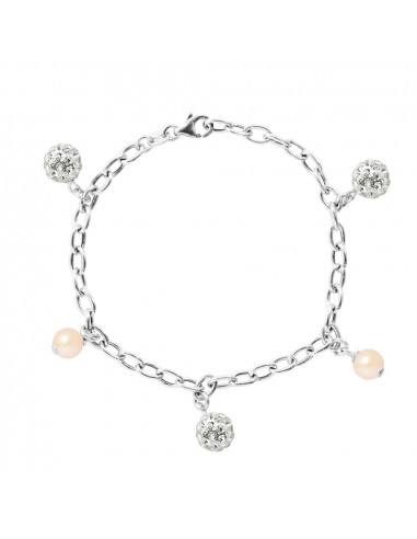 Solid silver bracelet and real white pearl