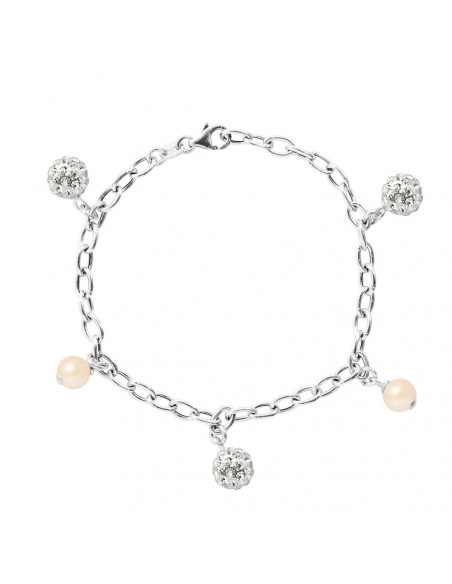 Pulsera de plata maciza y perla blanca real