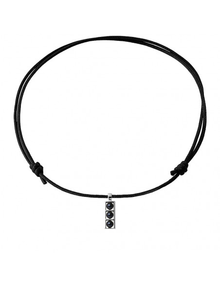 Collier Lien Ajustable avec 3 Perles de Culture Noires - Argent 925 - UNKURU