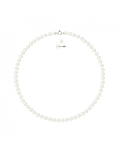 Collana in oro Prestige e orecchini perline rotonde 7 mm - 3 colori - Clelia