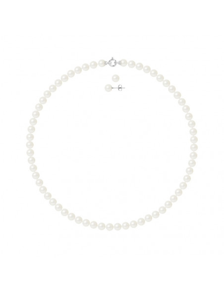 Prestige Gold Necklace and Earrings Round Beads 7 mm - 3 Colors - Clelia