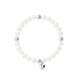 Bracelet Breloque Coeur Perles de Culture et Argent 925 - 3 Coloris - MELINE