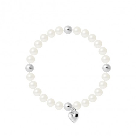 Bracelet Breloque Coeur Perles de Culture et Argent 925 - 3 Coloris - MELINE