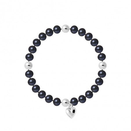 Bracelet Breloque Coeur Perles de Culture et Argent 925 - 3 Coloris - MELINE