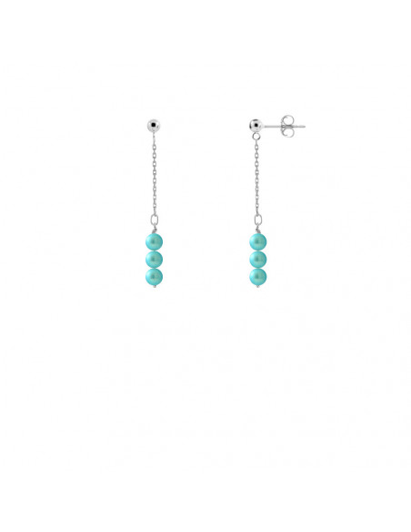 Pendientes colgantes 6 cuentas de cultivo redondo - 5 colores - 925 Silver - Dina