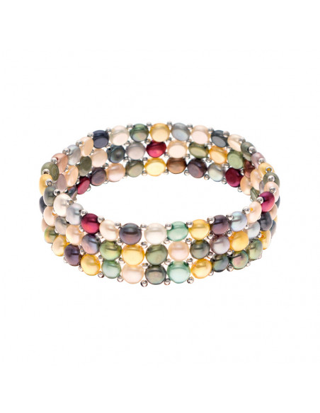 Bracelet 3 Rangs Perles de Culture 4 mm - 5 Coloris - LENA