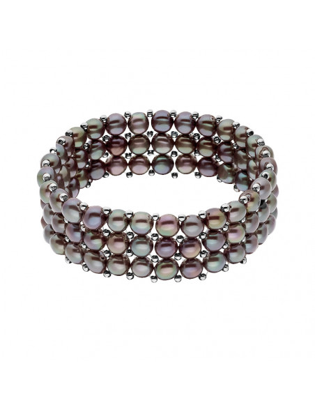 Bracelet 3 Rangs Perles de Culture 4 mm - 5 Coloris - LENA