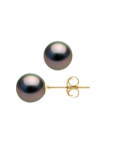 Boucles d'Oreilles en Or et Perles de Tahiti Rondes 8 mm - MOREA
