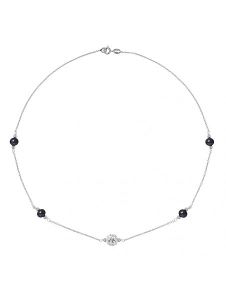 Collier Chaîne, Cristal Préciosa et Perles de Culture Rondes 5 mm alternées - Argent 925 - LINUA
