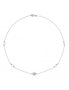 Collier Chaîne, Cristal Préciosa et Perles de Culture Rondes 5 mm alternées - Argent 925 - LINUA