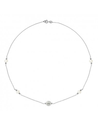 Collier Chaîne, Cristal Préciosa et Perles de Culture Rondes 5 mm alternées - Argent 925 - LINUA