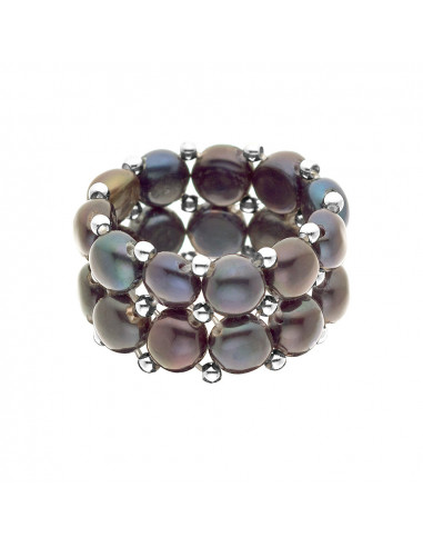 Anello 2 righe perline culturale da 4 mm - 4 colori - Lena