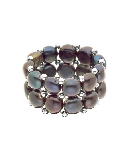 Anello 2 righe perline culturale da 4 mm - 4 colori - Lena