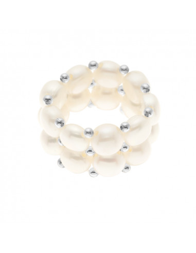 Ring 2 Rows Culture Beads 4 mm - 4 Colors - Lena