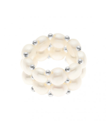 Ring 2 Rows Culture Beads 4 mm - 4 Colors - Lena