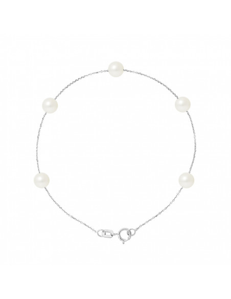 Goldkettenarmband mit 5 kultivierten Perlen 5 mm - 2 Farben - EMA