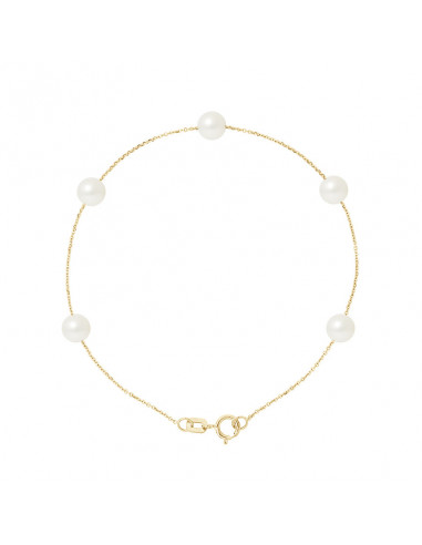 Pulsera de cadena de oro con 5 perlas cultivadas 5 mm - 2 colores - EMA