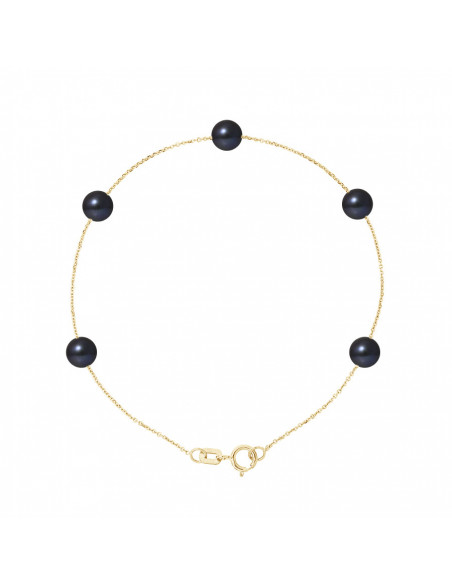 Goldkettenarmband mit 5 kultivierten Perlen 5 mm - 2 Farben - EMA