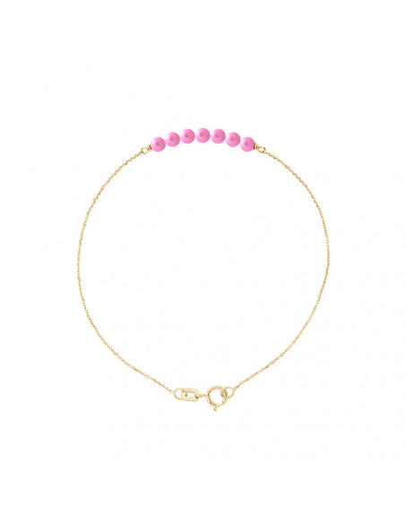 Pulsera de oro amarillo o oro blanco y perlas de cultivo de 3 mm - 5 colores - Cathy