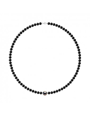 Collier de perles noires de Tahiti, or massif 18 carats sélectionnées AAAA+  pendentif perle noire pour femme, 9-10 mm