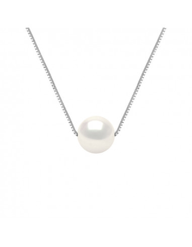 Goldkette Halskette und 8 mm Runde Kultur Perle - 3 Farben - Lilya