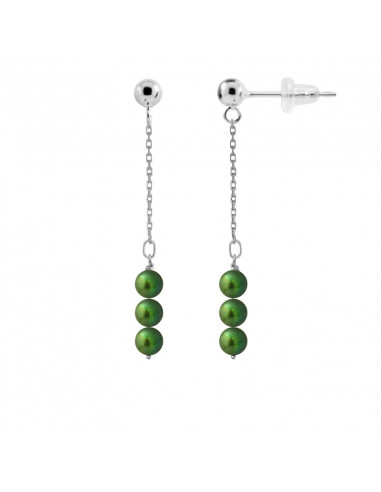 Pendientes colgantes 6 cuentas de cultivo redondo - 5 colores - 925 Silver - Dina