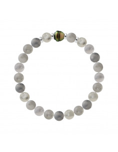 Bracelet Perle de Tahiti Cerclée en Quartz Fumé - Argent 925 - JUKATA