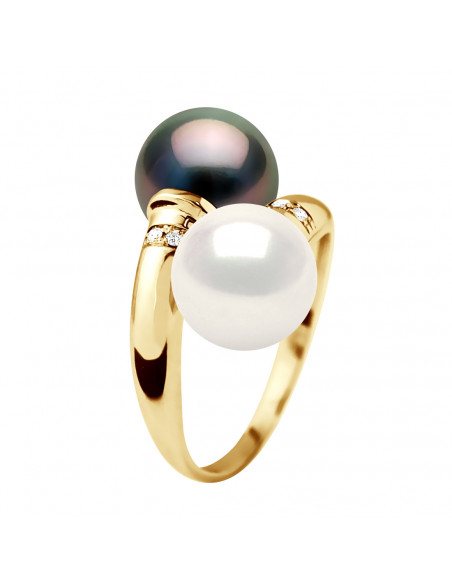 Jewelery Ring You & Me in Gold, Diamonds and Pearl of Tahiti - Maeva