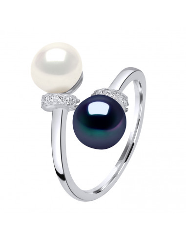 925 Anello per perle e ossidi di zirconio - Angele