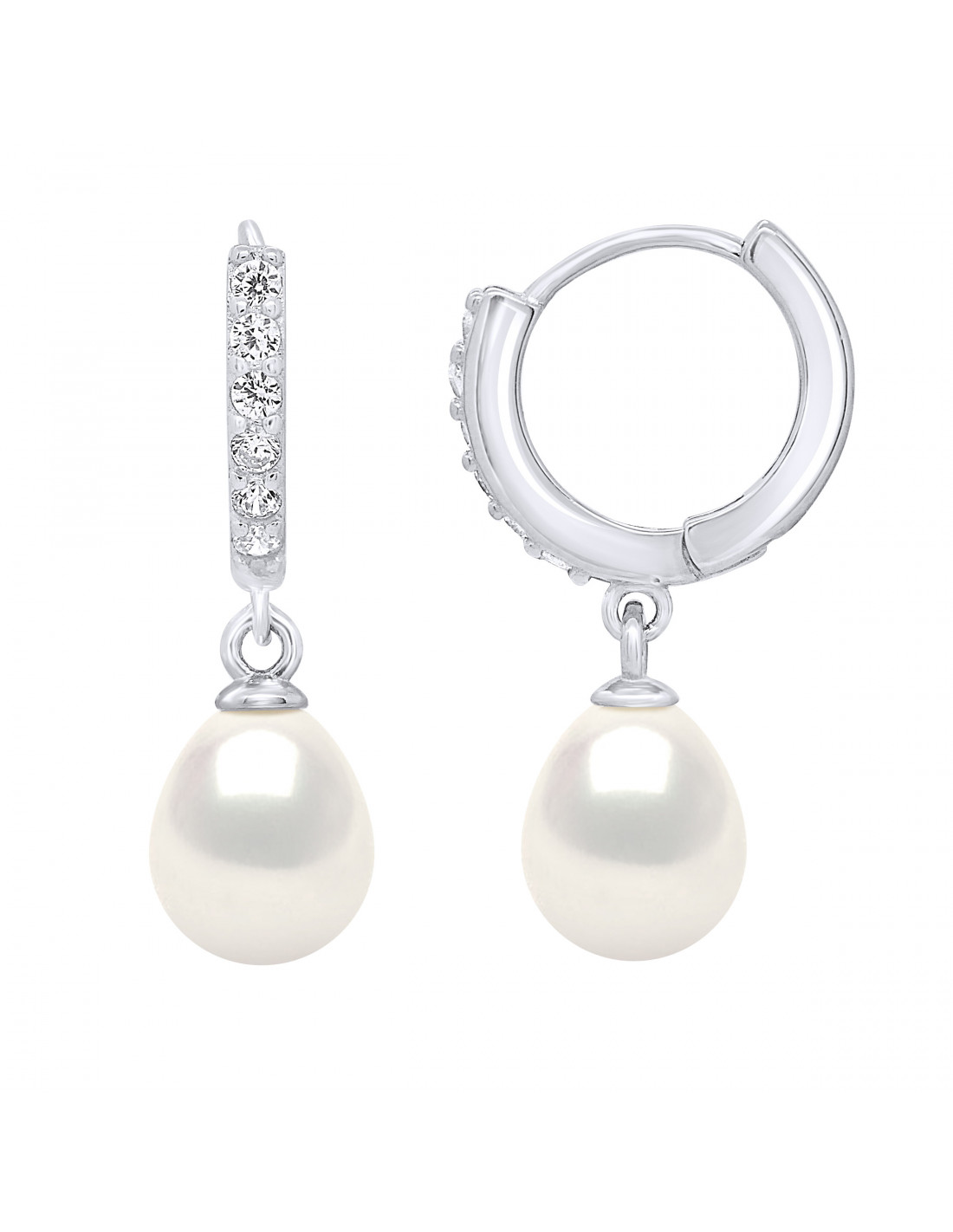 Boucle d'oreille pendante (6cm) en argent 925 et perle en cristal (10m –  caurisandco