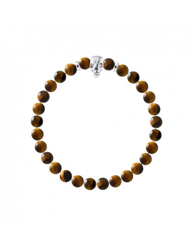 Pulsera de ojo de tigre y ojo de tigre - Plata 925 - Skully